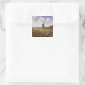 Claude Monet | Tulip Fields Rijnsburg Windmill Vierkante Sticker (Tas)