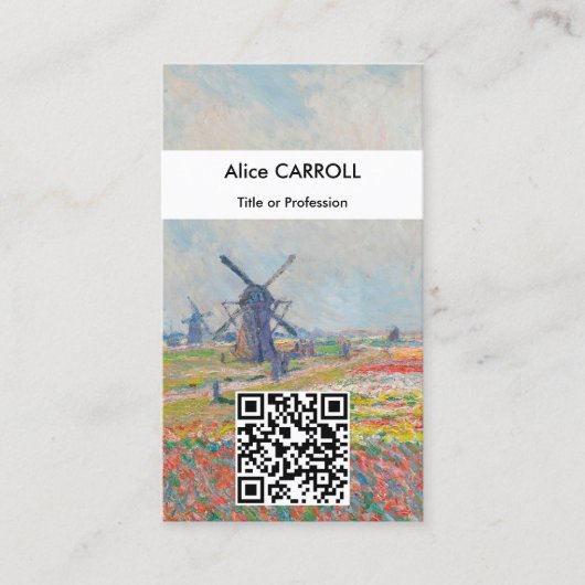 Claude Monet - Tulpenvelden, Den Haag - QR Code Visitekaartje (Voorkant)