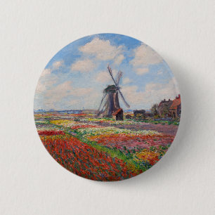 Claude Monet - Tulpveld in Holland Ronde Button 5,7 Cm