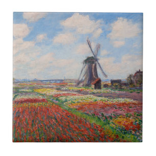Claude Monet - Tulpveld in Holland Tegeltje