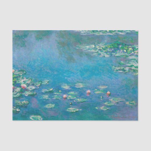 Claude Monet Turquoise Decoupage Water Lilly Tissuepapier (Voorkant)
