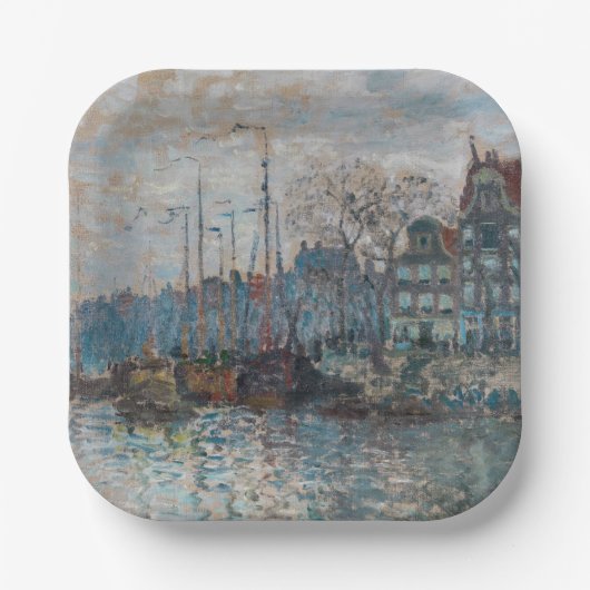 Claude Monet - Uitzicht Amsterdam Papieren Bordje (Voorkant)