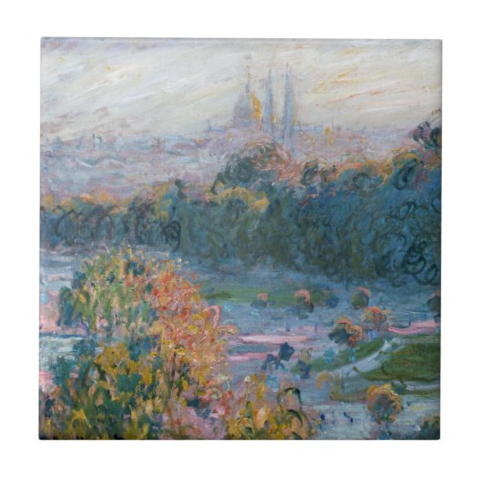 Claude Monet - Uitzicht van de Tuileries, Studie Tegeltje (Voorkant)