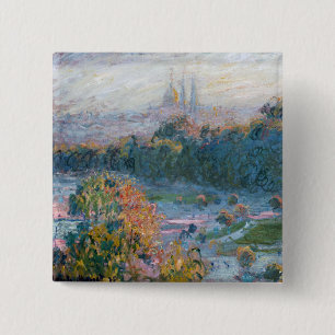 Claude Monet - Uitzicht van de Tuileries, Studie Vierkante Button 5,1 Cm