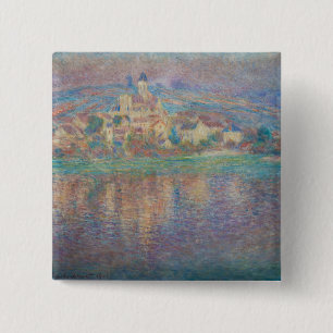 Claude Monet - Vetheuil, Sunset Vierkante Button 5,1 Cm