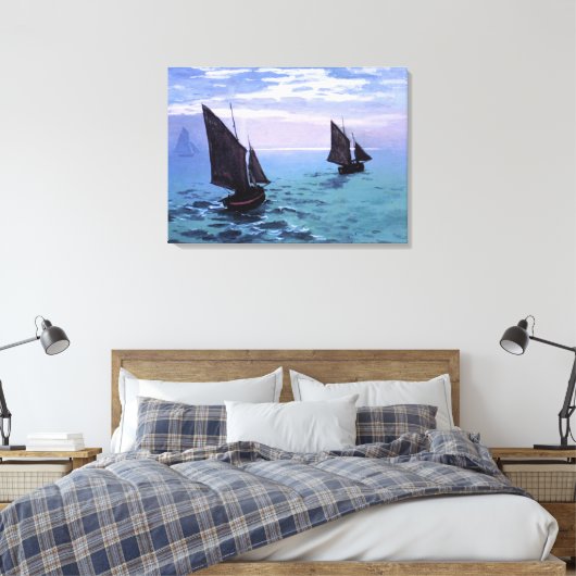 Claude Monet Vist boten onderweg Canvas Afdruk (Insitu (Slaapkamer))