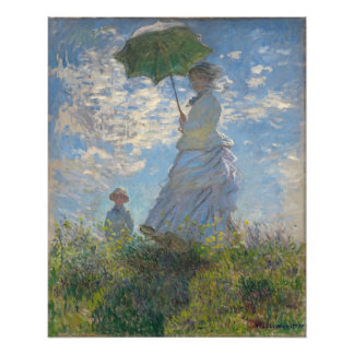 Claude Monet - Vrouw met een parasol Foto Afdruk