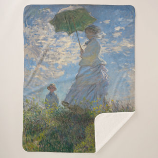 Claude Monet Vrouw met een parasol Kunstschilderij Sherpa Deken