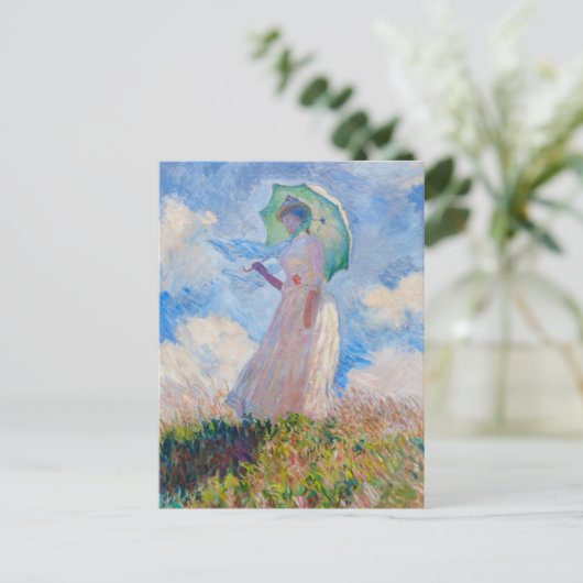 Claude Monet - Vrouw met een parasol naar links Briefkaart (Staand voorkant)