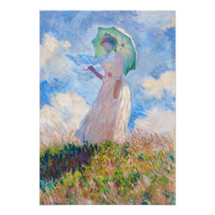 Claude Monet - Vrouw met een parasol naar links Foto Afdruk