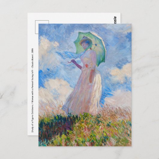 Claude Monet - Vrouw met een parasol naar links ge Briefkaart (Voorkant / Achterkant)