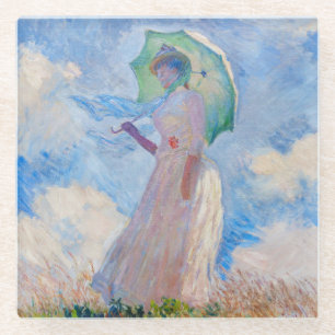 Claude Monet - Vrouw met een parasol naar links Glazen Onderzetter