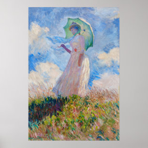 Claude Monet - Vrouw met een parasol naar links Poster