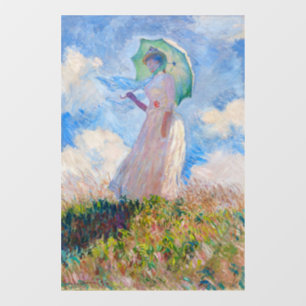 Claude Monet - Vrouw met een parasol naar links Raamsticker