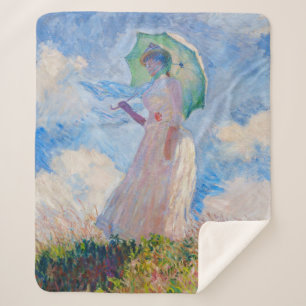 Claude Monet - Vrouw met een parasol naar links Sherpa Deken