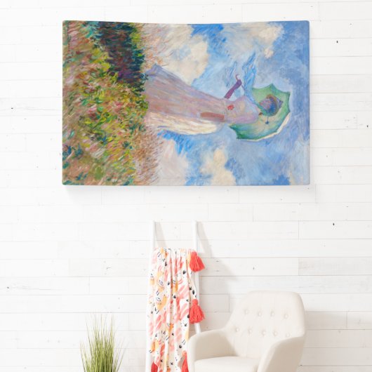 Claude Monet - Vrouw met een parasol naar links Spandoek (Insitu)