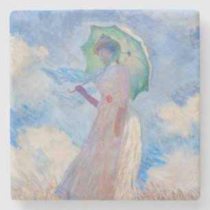 Claude Monet - Vrouw met een parasol naar links Stenen Onderzetter