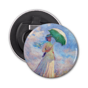 Claude Monet - Vrouw met een Parasol naar rechts Button Flesopener
