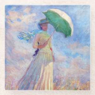 Claude Monet - Vrouw met een Parasol naar rechts Glazen Onderzetter