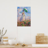 Claude Monet - Vrouw met een Parasol naar rechts Poster (Keuken)