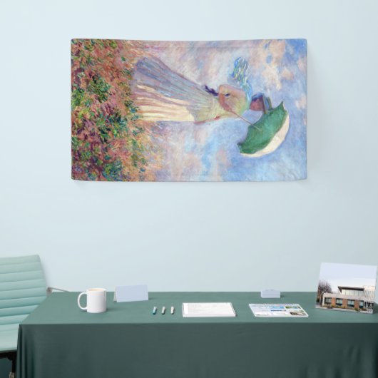 Claude Monet - Vrouw met een Parasol naar rechts Spandoek (Beurs)