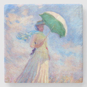 Claude Monet - Vrouw met een Parasol naar rechts Stenen Onderzetter