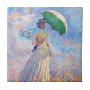 Claude Monet - Vrouw met een Parasol naar rechts Tegeltje