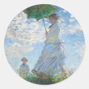 CLAUDE MONET "VROUW MET PARASOL" ENVELOPE RONDE STICKER