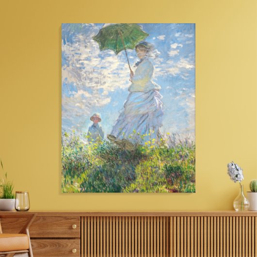 Claude Monet: Vrouw met Parasol Madame Monet 1875 Canvas Afdruk (Insitu (Woonkamer))