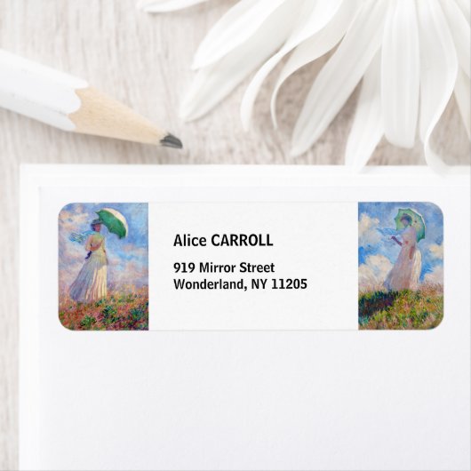 Claude Monet - Vrouw met parasol rechts en links Etiket (Insitu)