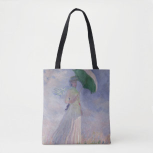 Claude Monet Vrouw met recht gedraaide parasol Tote Bag