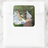 Claude Monet - Vrouwen in de tuin Vierkante Sticker (Tas)