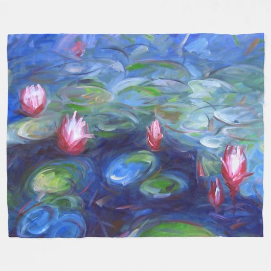 Claude Monet Water Lilie 2 Fleece Deken (Voorkant (Horizontaal))