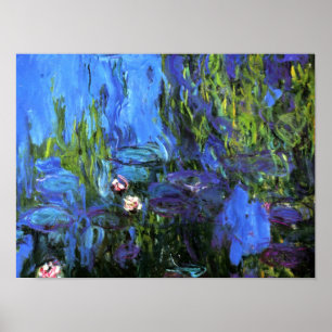 Claude Monet: Water-Lilies, blauwe indigo Poster