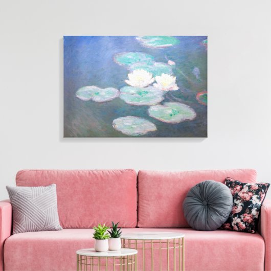 Claude Monet - Water Lilies, effect in de avond Canvas Afdruk (Insitu (Woonkamer))