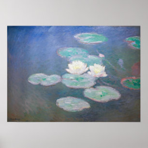 Claude Monet - Water Lilies, effect in de avond Poster