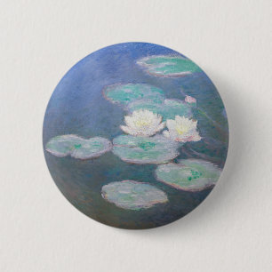 Claude Monet - Water Lilies, effect in de avond Ronde Button 5,7 Cm