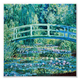 Claude Monet - Water Lilies en de Japanse brug Foto Afdruk