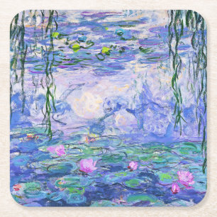 Claude Monet Water Lilies Franse impressionistisch Vierkante Kartonnen Onderzetter