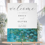Claude Monet Water Lilies Mariage de bienvenue<br><div class="desc">Élégant panneau de bienvenue mariage acrylique moderne avec peinture Claude Monet Water Lilies.</div>