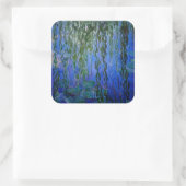 Claude Monet - Water Lilies met sluipende wilg Vierkante Sticker (Tas)