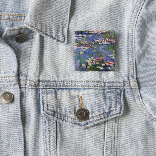 Claude Monet - Water Lilies / Nympheas Vierkante Button 5,1 Cm (In situ)