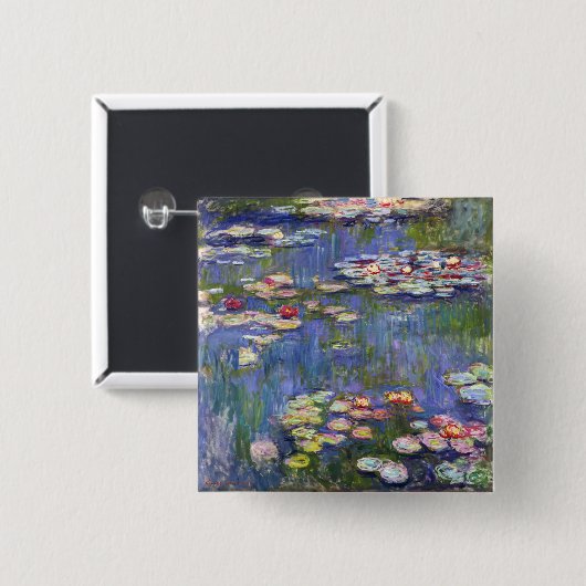 Claude Monet - Water Lilies / Nympheas Vierkante Button 5,1 Cm (Voorkant /achterkant)