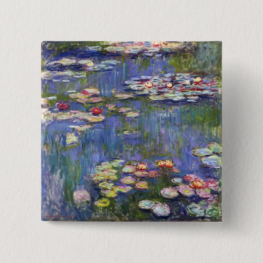 Claude Monet - Water Lilies / Nympheas Vierkante Button 5,1 Cm (Voorkant)