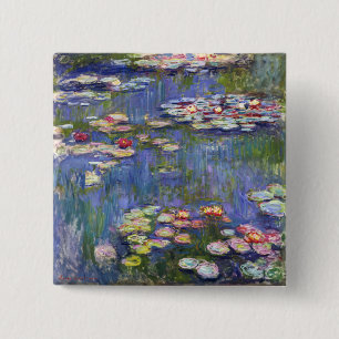 Claude Monet - Water Lilies / Nympheas Vierkante Button 5,1 Cm