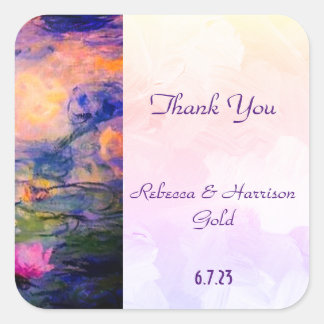 Claude Monet Water lilies Wedding Thank You Vierkante Sticker