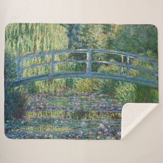 Claude Monet - Water Lily pond, Green Harmony Sherpa Deken (Voorkant (horizontaal))