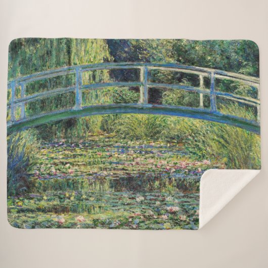 Claude Monet - Water Lily Pond & Japanse brug Sherpa Deken (Voorkant (horizontaal))
