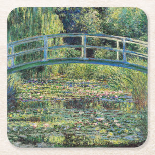 Claude Monet - Water Lily Pond & Japanse brug Vierkante Kartonnen Onderzetter