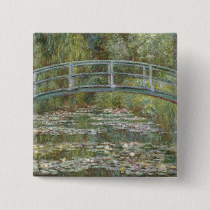 Claude Monet Water Lily Pond (Japanse voetbrug) Vierkante Button 5,1 Cm